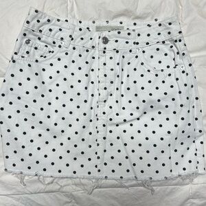 Topshop moto denim polkadot fringe mini skirt has pockets 6